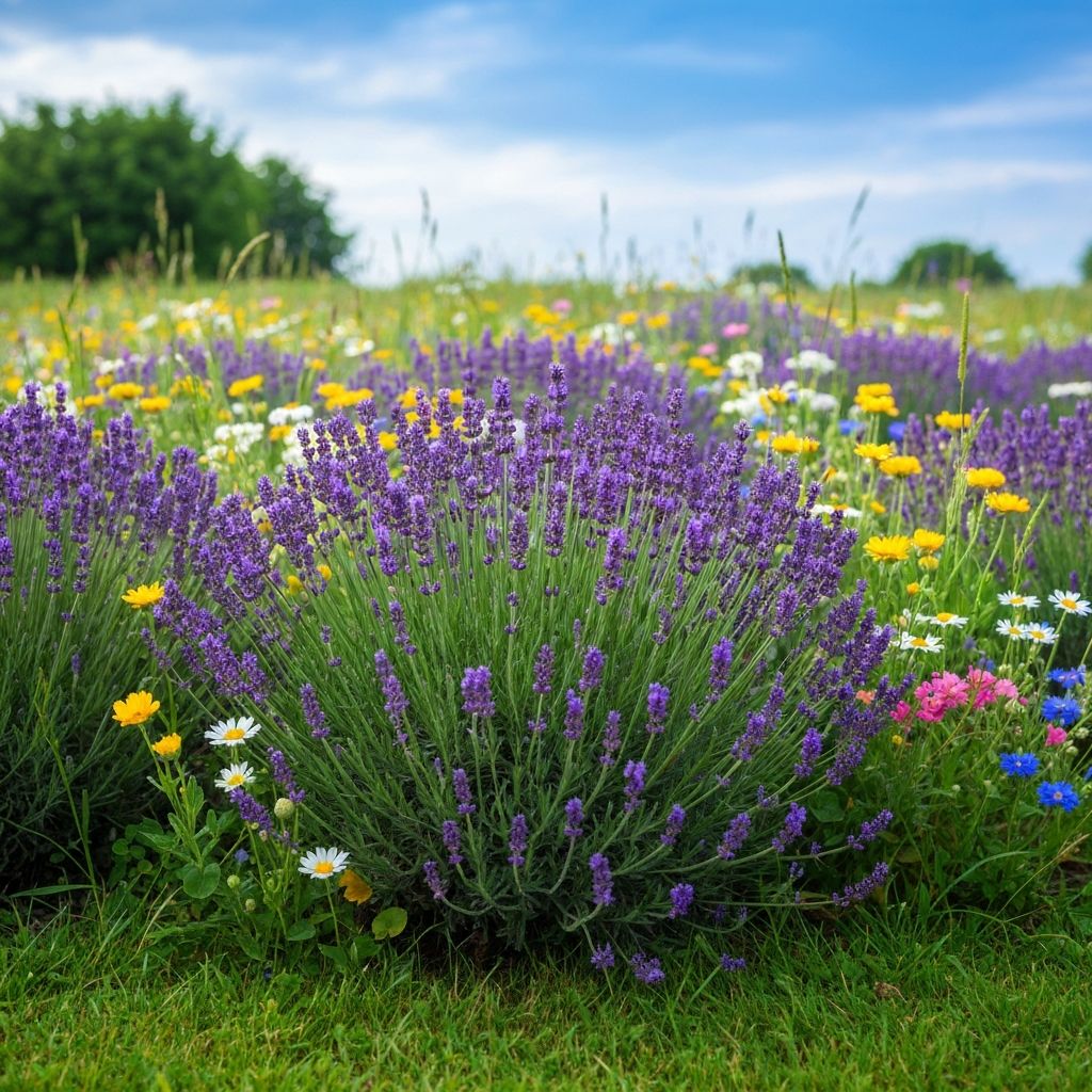 Blumenwiese mit Wildblumen und Lavendel